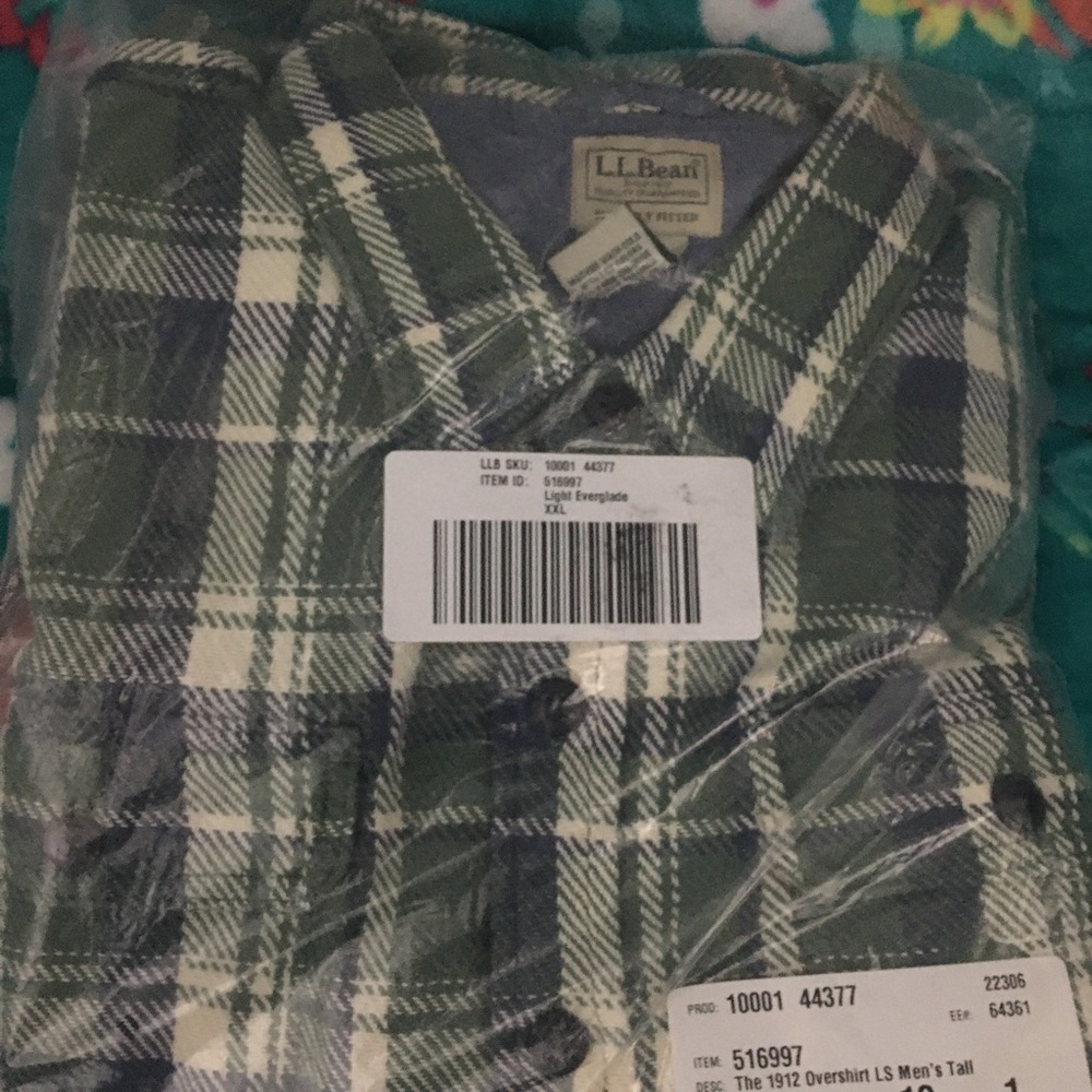 Mens l.l. Bean overshirt flannel 2xl new with tags